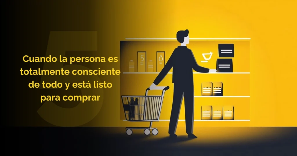 Ejemplificación del nivel 5 de consciencia: cuando la persona es totalmente consciente de todo y está listo para comprar.